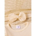 thumbnail image 4 of FOCUSNORM Newborn Baby Girl Spring Outfit Long Sleeve Crew Neck Bow A-line Romper Dress with Headband Infant Fall Clothes, 4 of 9