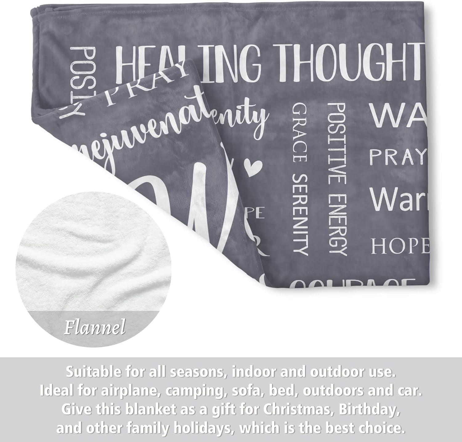 Warm Hugs Healing Blanket - Breast Cancer Gifts for Women, Get Well Soon, Feel Better Gifts for Women Patient, Think of You, Sympathy Gift for Friend Sister, Soft Comfort Throw Blankets 50" x 60"