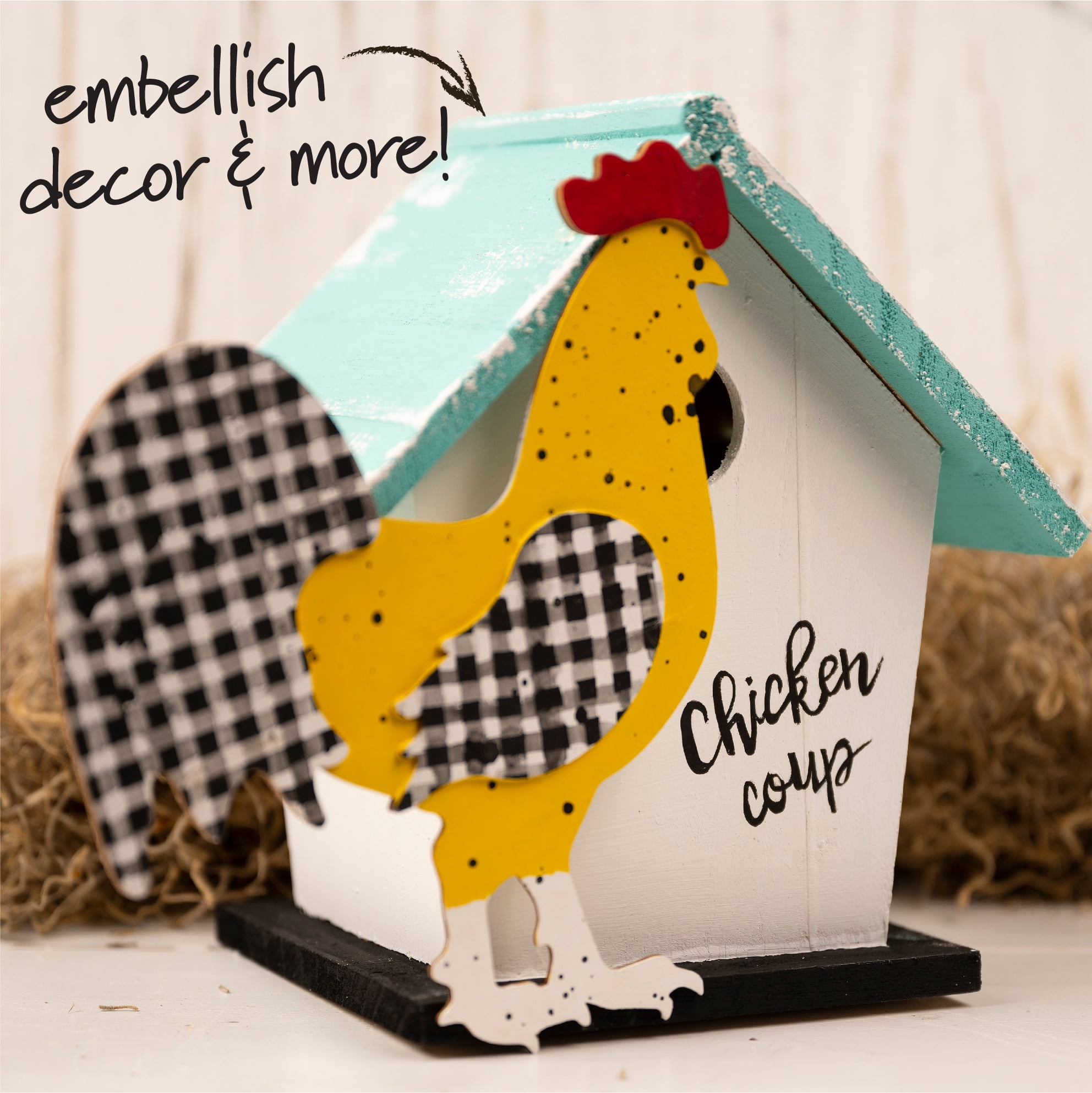 (2 pack) Plaid Surfaces Layered Wood Shape, Rooster