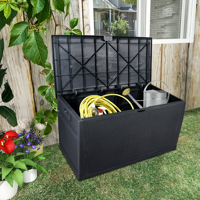 Outdoor Deck Box, 120 Gallon Patio Storage Box for Cushion , XXL Pool Storage Box for Pool Accessories, All-Weather Waterproof Storage Box Lockable