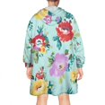 thumbnail image 2 of Wearable Oversized Blanket,Pioneer Flower Floral Print Pattern Wearable Blanket Hoodie for Adults,Cozy Hooded Blankets with Super Pockets,Super Warm Fuzzy Pullover for Women & Men, 2 of 6