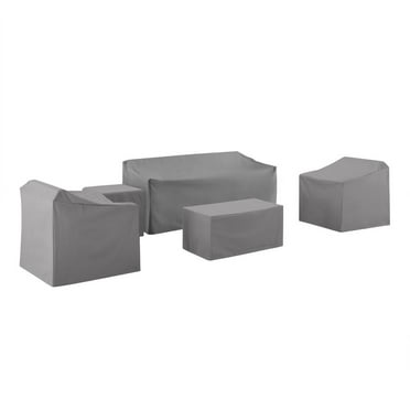 Crosley Furniture 5 Piece Patio Vinyl Sofa Cover Set in Gray