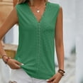 thumbnail image 2 of up to 60% off Gifts wycnly Womens Tank Tops Casual Solid Lace Trim Hollowed Going out Shirts Vest Summer Trendy Plain V-Neck Sleeveless Shirts Blouse Green XL, 2 of 5