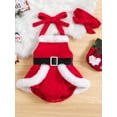 thumbnail image 2 of Wassery Infant Girls Christmas Romper Newborn Girl Sleeveless Contrast Colors Halterneck One Piece Jumpsuit + Headband Christmas Onesie Bodysuit Clothes for Baby Girls, 2 of 9