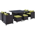 thumbnail image 2 of Modway Inverse 9 Piece Patio Dining Set in Espresso and Peridot, 2 of 5