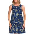 thumbnail image 1 of Easygdp Dark Blue Christmas para Vestido Transpirable de Mujer, Vestido Suelto de Manga Corta con Pliegues y Bolsillos para el Verano, 1 of 7