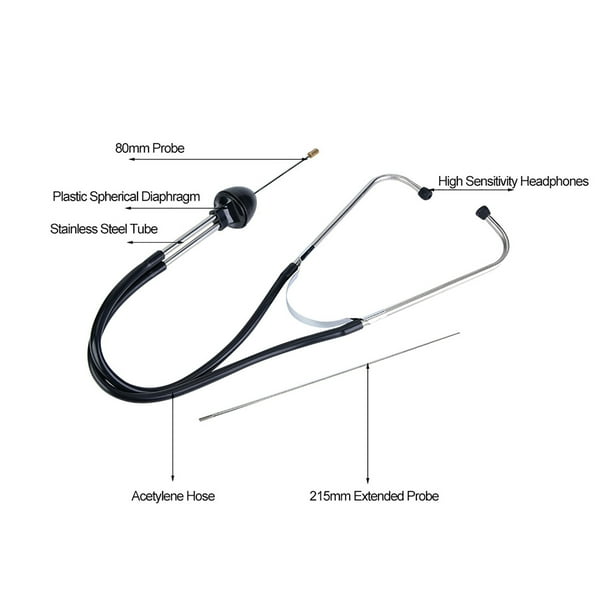 "Estetoscopio Para Cilindros De Motor De Automóvil, Herramienta De Reparación Para Mecánicos Automotrices Con Sonda Extendida De 215 Mm Para Cojinetes De Motor, Motores, Chasis
