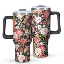 OBREWU Pioneer Flower Tumbler with Handle and Lid,Pioneer Flower 40oz Double Wall Vacuum Insulated Tumbler,Cups Gift for Women and Men