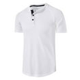 thumbnail image 2 of YLSDY Men's Waffle-Knit Shirts Short Sleeve Pure Color Stand Collar Button Down Shirts 2024 Fashion Summer Casual Pullover Golf Lightweight T-Shirts White M, 2 of 5