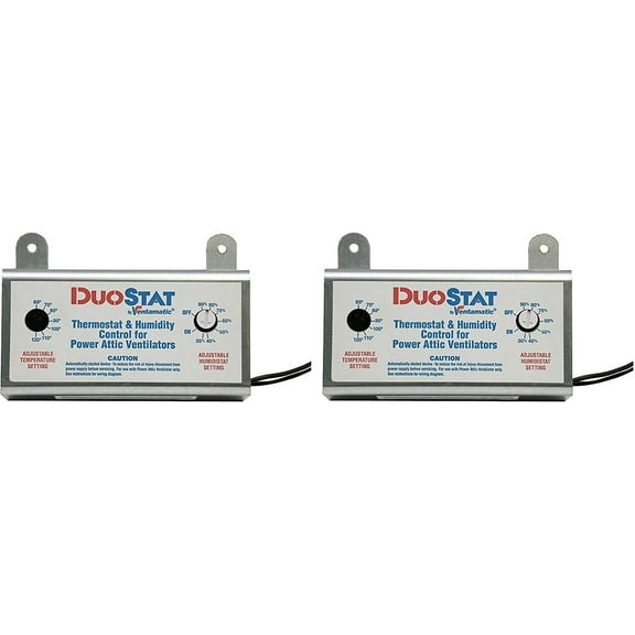 Ventamatic XXDUOSTAT Adjustable Dual Thermostat/Humidistat Control for Power Attic Ventilators Two Pack
