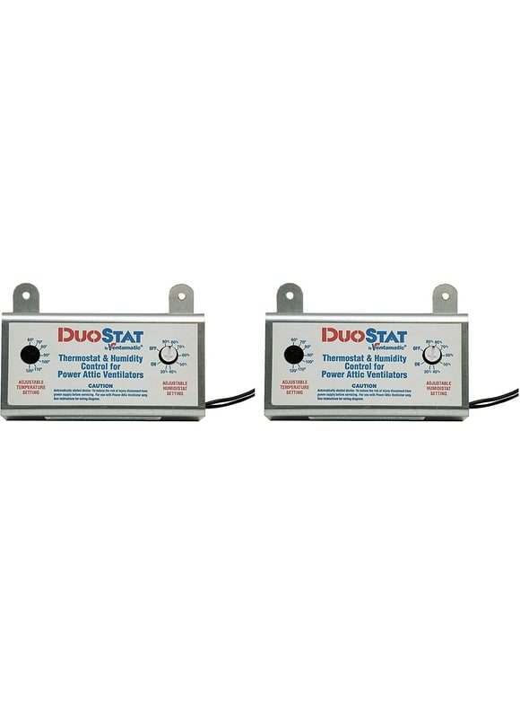 Ventamatic XXDUOSTAT Adjustable Dual Thermostat/Humidistat Control for Power Attic Ventilators Two Pack