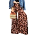 thumbnail image 2 of Franhais Women's Belted Palazzo Pants, Bohemian High Waist Floral/Plaid/Paisley Print Loose Beach Pants, 2 of 4