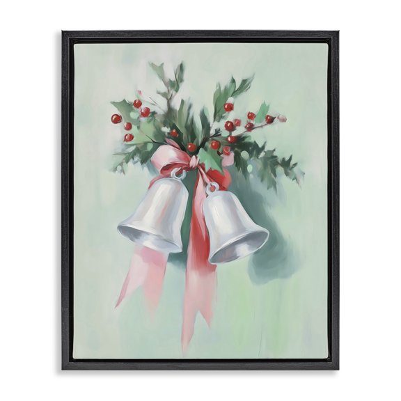 Stupell Industries Traditional Festive Silver Bells Black Floating Frame Canvas Art, 17 x 21, by Arlington Prints