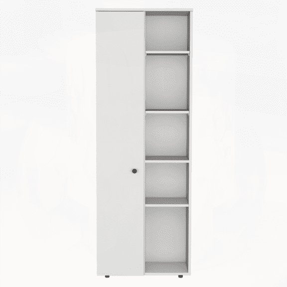 White Contemporary Kitchen Pantry Cabinet - Adjustable Shelf Multi-Storage Solution