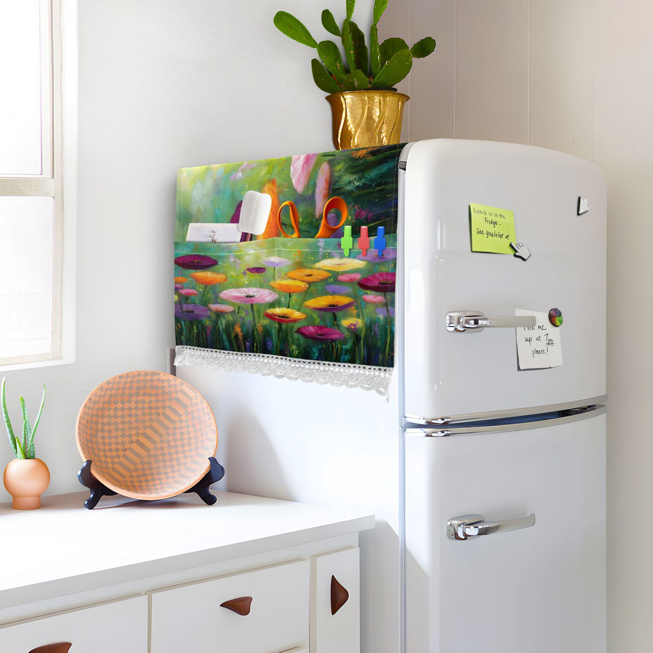 Wobogo Spring Wildflowers Washing Machine Cover Dustproof Washer Dryer Cover Waterproof Laundry Room Decorative Protector