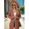 thumbnail image 4 of Women'S 2025 Fall Fashion Cardigan Soft Knit Cardigan for Women Long Sleeve Open Front Coat with Pockets Orange red XXL, 4 of 8