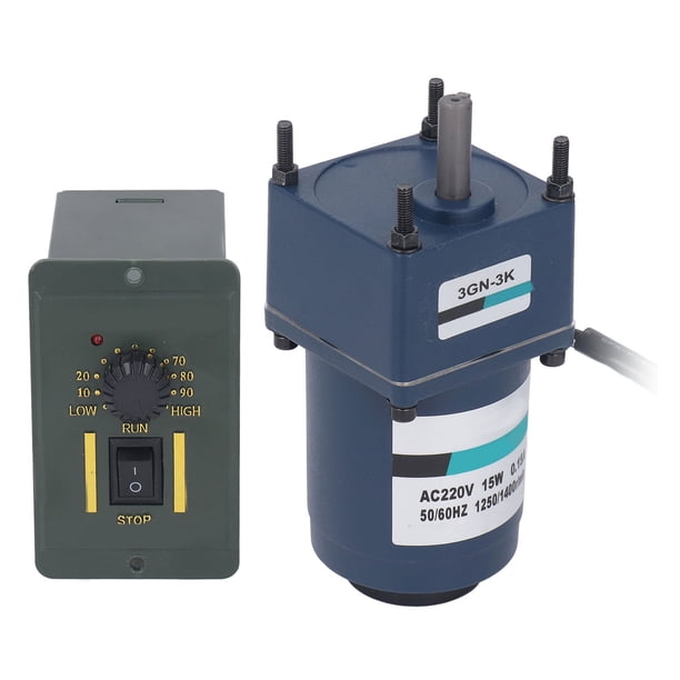 Motor reversible monofásico eléctrico,Reducción de velocidad de engranajes de 15 W Regulador de motor monofásico eléctrico Kit de controlador de velocidad del motor de engranajes Respuesta rápida
