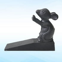 COSMOBETTY 1Pcs Iron Door Stopper Anti Collision Finger Protector Home Ornament Mouse Shape Black 5.3x4.5in