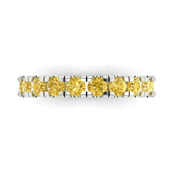 1 ctw Wedding Band for Women - 18K White Gold Natural Citrine Stackable Eternity Ring