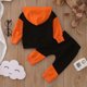 thumbnail image 3 of Gibobby Conjunto para bebé niña Conjunto de ropa con capucha y estampado de colores de retazos de manga larga para niños pequeños, pantalones, 2 uds.(Naranja,0-6 Meses), 3 of 5