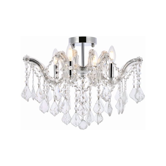 Maria Theresa 4 light Chrome Flush Mount Clear Royal Cut Crystal