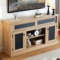 thumbnail image 6 of Embossed design, light oak TV console / Ample storage, tidy cords for cozy home, 6 of 6