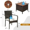 thumbnail image 2 of Costway Ensemble de Meubles de Patio en Rotin 3 Pcs Table d'Appoint en Bois Chaise Empilable, 2 of 10