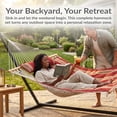 thumbnail image 3 of Sunnydaze 2-Person Cotton Rope Spreader Bar Hammock with Stand, 275 lb Capacity - Awning Stripe, 3 of 18