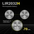 CTENERGY LIR2032 Rechargeable Batteries 3.7V with High Capacity 70mA