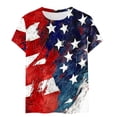 thumbnail image 4 of Cavosen American Flag Shirt Women Petite 4th of July Short Sleeve Crew Neck Tops USA Flag Print T Shirts Lady XL Red White and Blue Casual Tops Funny Patriotic Tunic Tees 2025 Patriotic Clothes, 4 of 4