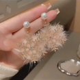 thumbnail image 5 of Christmas Element Earrings Temperament Senior Zircon Pearl Snowflake Earrings Princess Wind, 5 of 5
