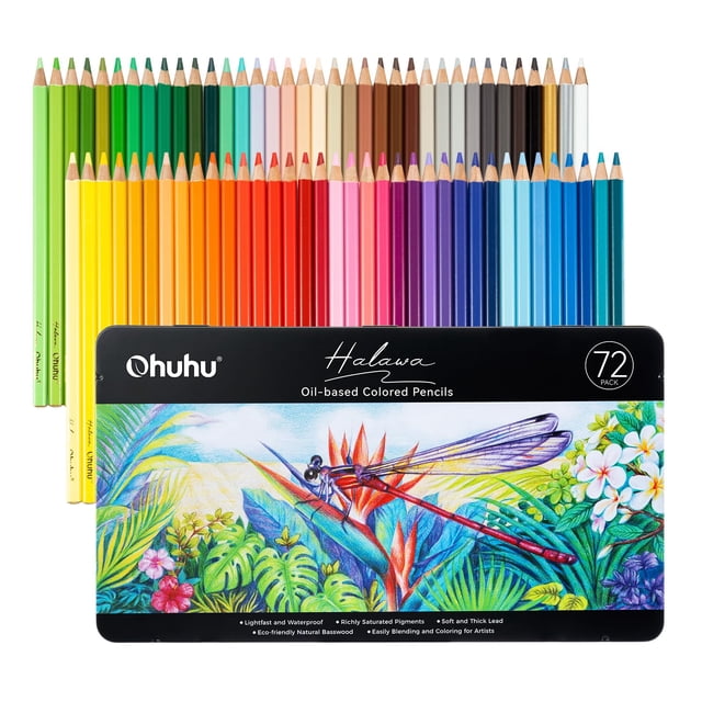 Ohuhu Colored Pencils 72-color: Oil-based Drawing Pencils for Coloring Portrait Sketching Landscape, Durable Soft Core, Professio