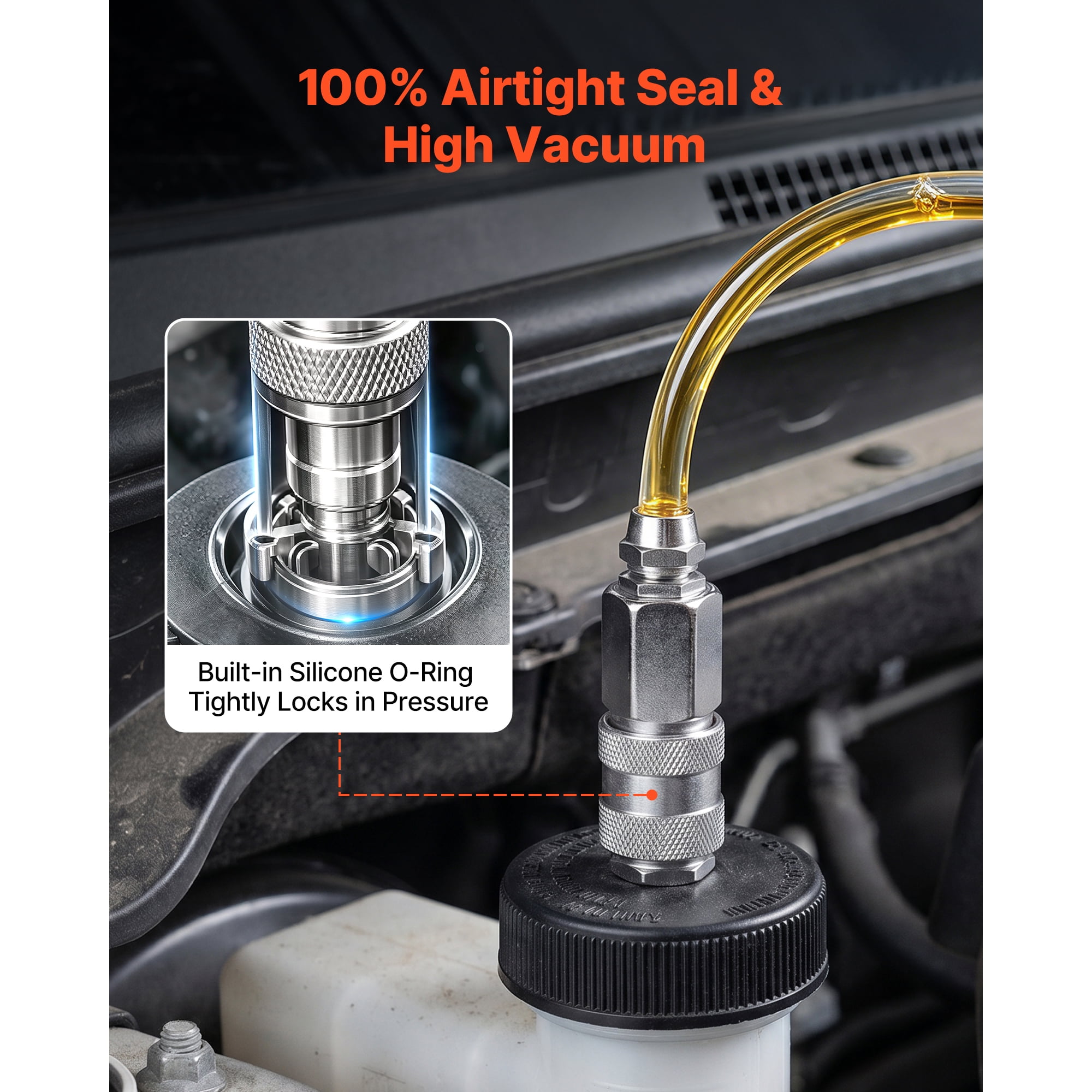 KFFKFF 3L Manual Brake Bleeder Kit with 1L Waste Bottle & 5 Cylinder Adapters, Single-Person Brake Fluid Pressure Bleeder for Various Vehicles