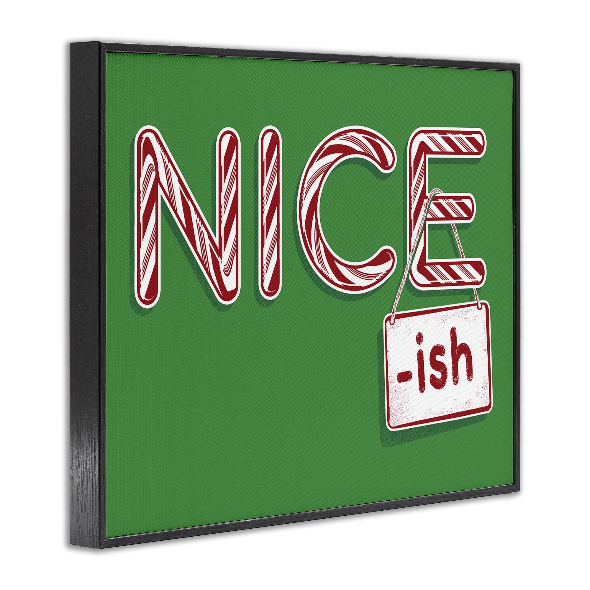 Stupell Industries Nice-Ish Holiday Humor Holiday Painting Black Framed Art Prints Wall Art, 20 x 16