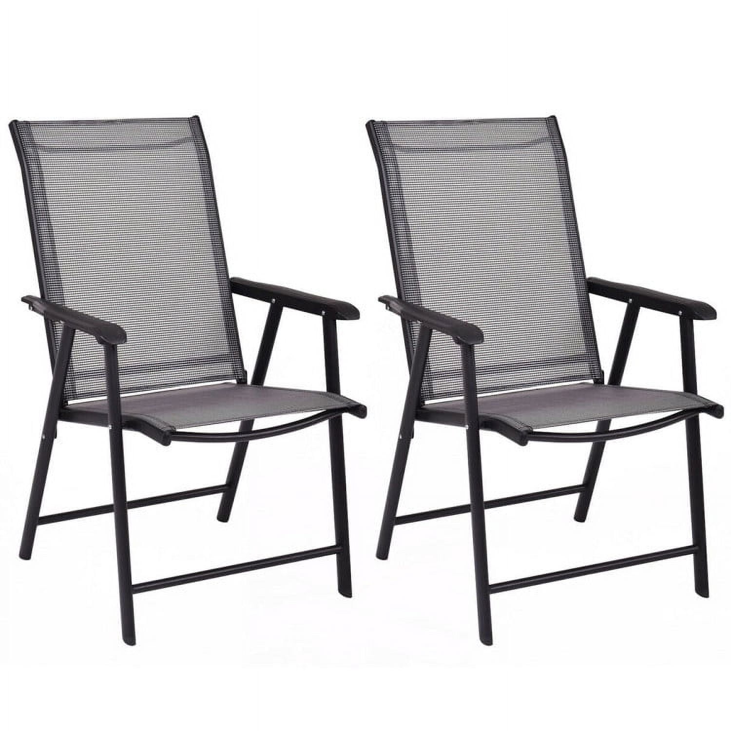GVN Set of 2 Outdoor Patio Folding Chairs-Gray, Outdoor Furniture Chairs for Backyard, Porch, Garden, Poolside