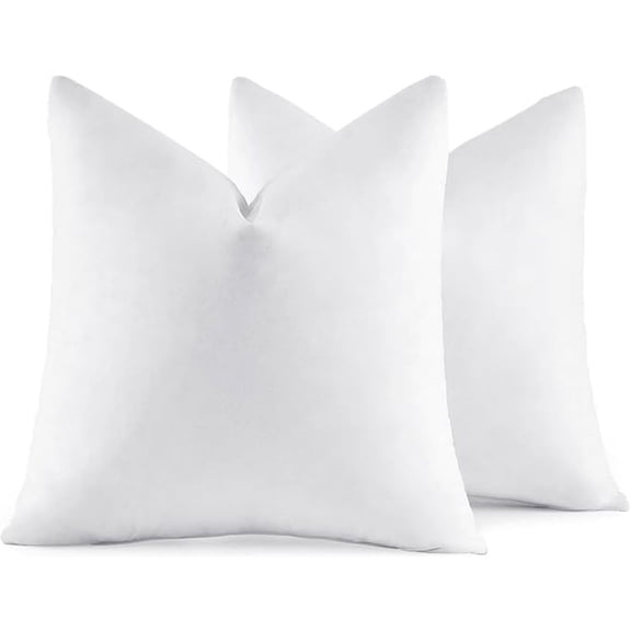 16x16 Pillow Inserts,Set of 2 Down Feather Throw Pillows for Couch Sofa Bed, Decorative Fluffy Throw Pillow Inserts Cotton Fabric,White