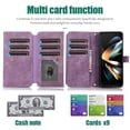 thumbnail image 2 of Allytech Zipper Wallet Case for Samsung Galaxy Z Fold3 with Wrist Strap & Shoulder Strap, Premium PU Leather Card Slots Kickstand Magnetic Clasp Shockproof Protective Cover Case - Purple, 2 of 9
