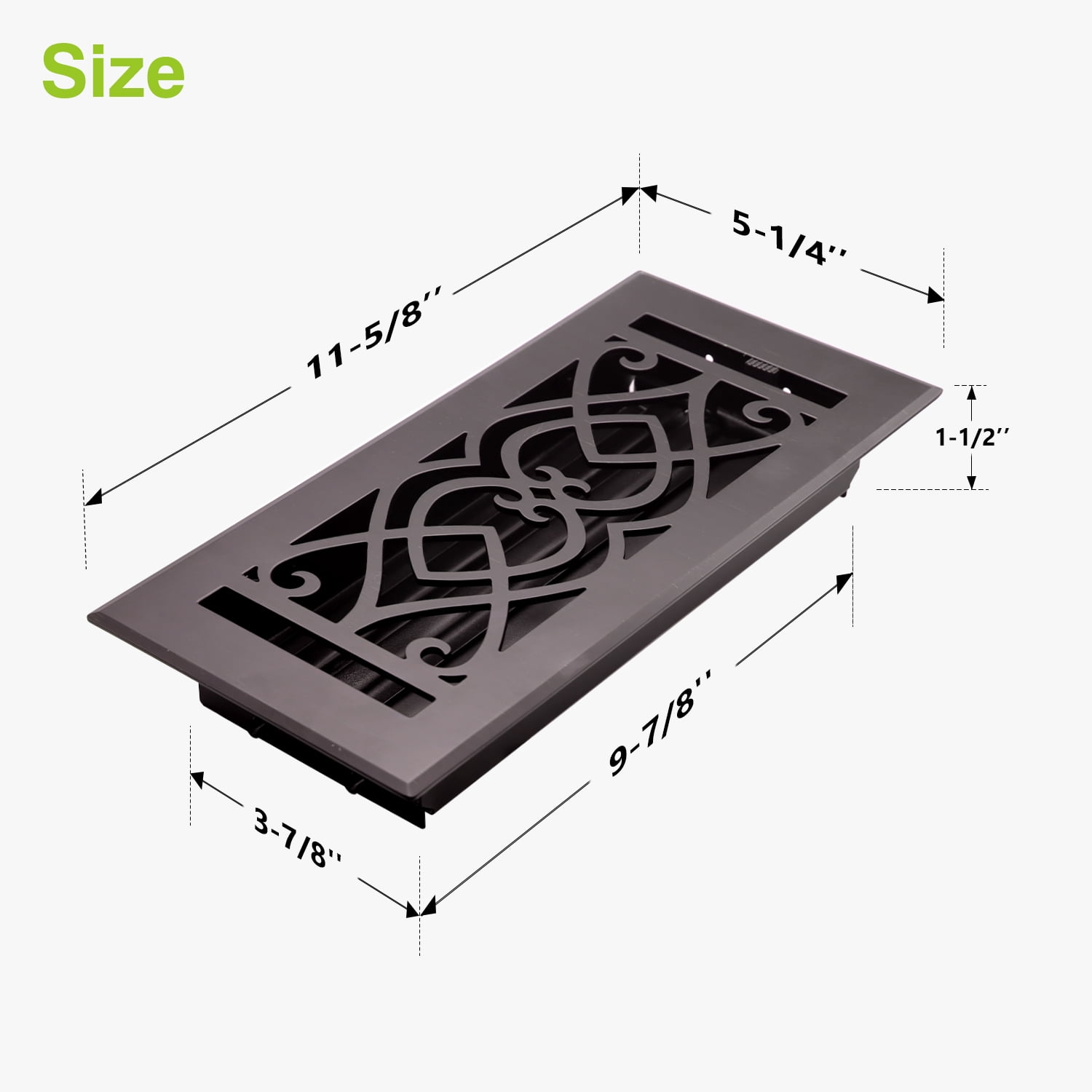 Naiture Stainless Steel Floor Register, Heavy Duty Rust-Resistant Floor Vent Cover, Metal Damper or Lever, Victorian Style Grille Floor Vent, Duct Size 4" X 10", Oil Rubbed Bronze Finish