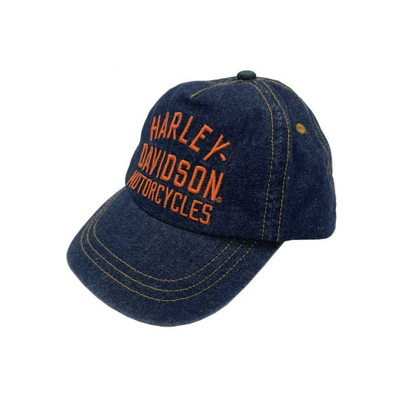 Harley-Davidson Little Boys' Embroidered H-D Denim Adjustable Baseball Cap, Blue, Harley Davidson
