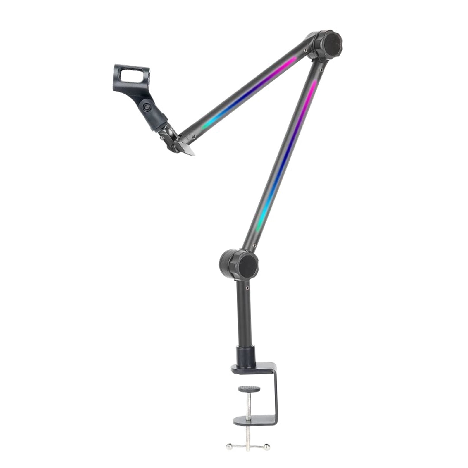 Microphone Boom Arm with Light Multi Directional Adjustable Desktop Mic Stand Heavy Duty Microphone Stand
