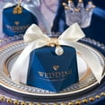 thumbnail image 2 of Luckyn 50 Pcs Navy Blue Diamond Pearl Wedding Candy Boxes Sweet Gift, 2 of 5