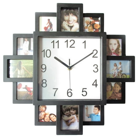 Image of Mute Photo Frame Anniversary Presents Clock for Living Room Picture Frames Hanging 16 Inch