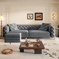 thumbnail image 6 of 97.7" 3-in-1 Convertible Sleeper Sofa, 28.4" Deep Seat Pull Out Sofa Bed, Button Tufted Modern Sofa, 4-Seater Couch with Movable Ottoman for Apartment, Office, Bedroom (Dark Gray), 6 of 11