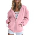 thumbnail image 1 of Womens Zip Up Hoodies Long Sleeve Fall Oversized Sweatshirts Fleece Y2K Jacket with Pockets, 1 of 6