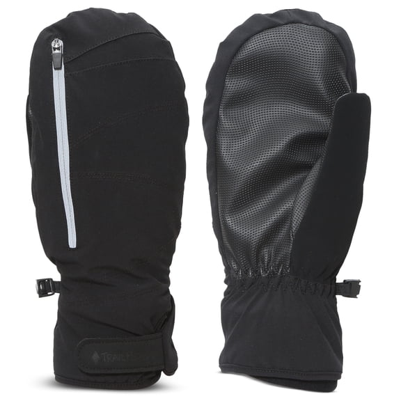 TrailHeads Men’s Convertible Zip Mitts | winter running mittens | thermal mittens for cold weather | men’s mittens for outdoor sports - black (medium/large)