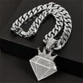 thumbnail image 3 of Men Women Hip Hop New Fashionable and Personalized Crown  Pendant Necklace 15mm Crystal Cuban Chain HipHop Iced Out Bling Necklaces Fashion Charm Jewelry, 3 of 5