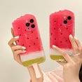 thumbnail image 3 of Funda para iPhone 13 con diseño de sandía 3D con soporte para teléfono, funda protectora suave Kawaii para mujeres y niñas-sandía ER, 3 of 5
