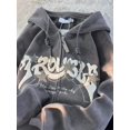 thumbnail image 2 of Sudadera con capucha con bordado de letras para mujer, chaqueta de manga larga con cremallera Vintage, abrigo de gran tamaño, Sudadera con capucha informal Harajuku, Otoño e Invierno, 2 of 4
