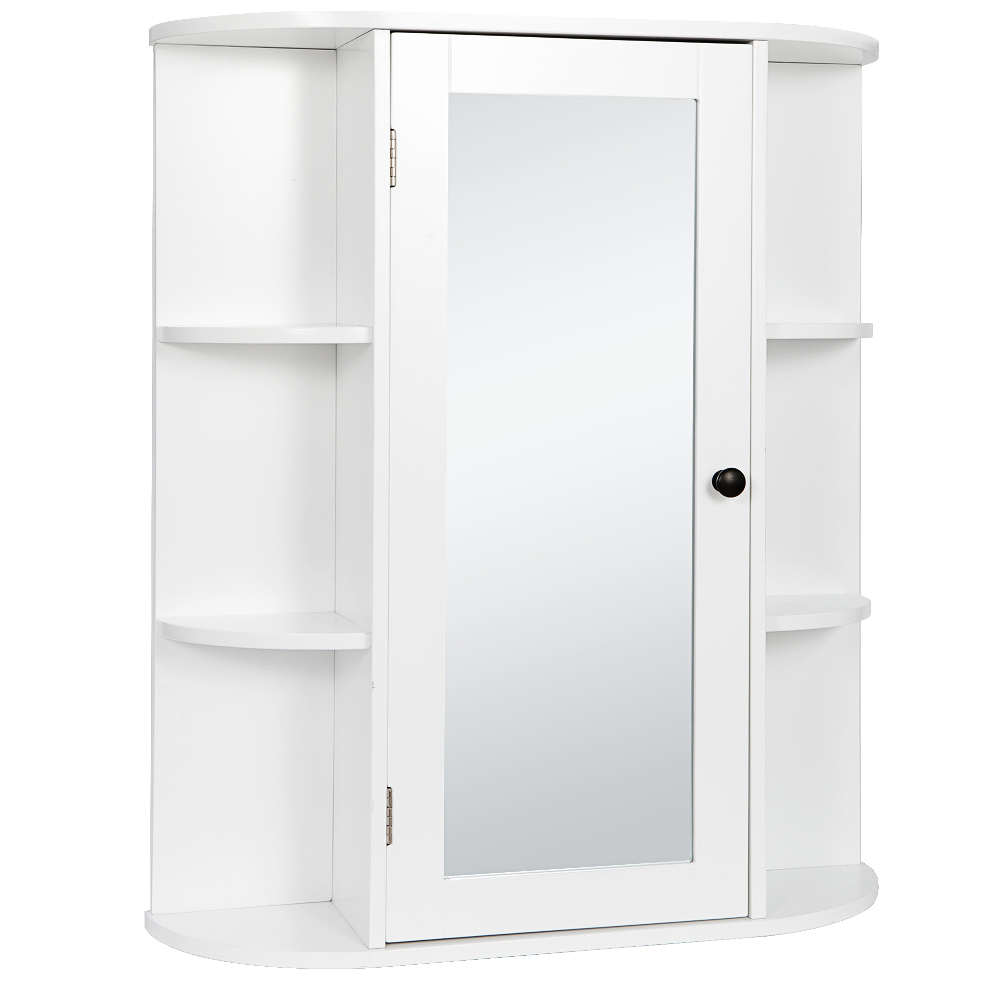 HOMCOM 6” x 20.5” x 26” Wood Rolling Narrow Bathroom Side Storage Cabinet -  White