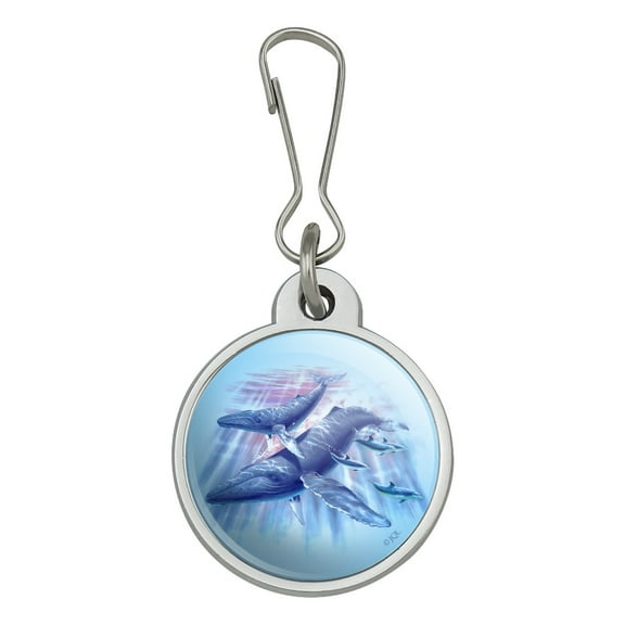 Humpback Whales Ocean Dance Jacket Handbag Purse Luggage Backpack Zipper Pull Charm